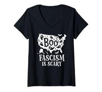Femme Anti Fascism Sign,No Kings in America Scary Halloween Ghost T-Shirt avec Col en V