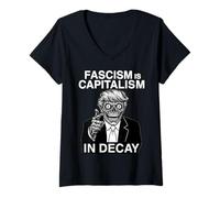 Femme Anti-fascisme Anti Trump Le fascisme est Le capitalisme en décomposition T-Shirt avec Col en V