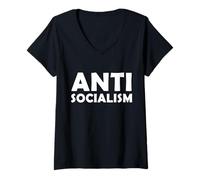 Femme Anti socialisme Anti socialiste Pro Free Market Capitalism T-Shirt avec Col en V