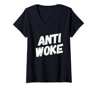 Femme Anti Woke Not Woke Free Speech Anti-Liberal Libertarian T-Shirt avec Col en V