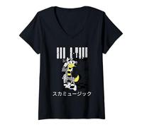 Femme Antiraciste Ska Punk 2 Tons Échecs à Carreaux OI Rude Boy T-Shirt avec Col en V
