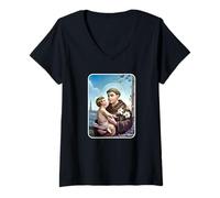Femme Antoine de Padoue T-Shirt avec Col en V