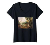 Femme Antoine Watteau The Embarkation for Cythera T-Shirt avec Col en V