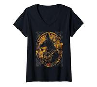 Femme Anubis Ancient Runes Dieu égyptien Égypte ancienne T-Shirt avec Col en V