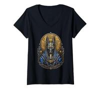 Femme Anubis - Icône sacrée de divinité égyptienne T-Shirt avec Col en V