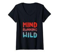 Femme Anxiété Humour Texte Drôle Surpenser Esprit Courir Sauvage T-Shirt avec Col en V