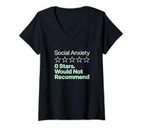 Femme Anxiété Sociale 0 étoiles ne recommanderaient Pas introverti T-Shirt avec Col en V