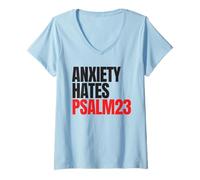 Femme Anxiety Hates Psalm 23 Bible Verse to Memorize by Heart T-Shirt avec Col en V