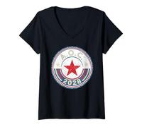 Femme AOC 2028 pour la Campagne Patriotique du président démocrate T-Shirt avec Col en V