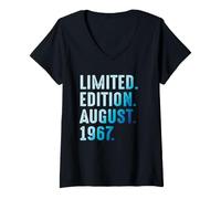 Femme Août 1967 Anniversaire Année 1967 Édition limitée T-Shirt avec Col en V