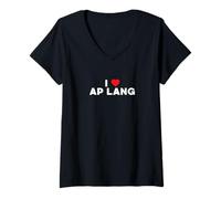 Femme AP Langue anglaise AP Lang Lover Funny I Love AP Lang T-Shirt avec Col en V