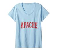 Femme Apaches - Tribu Apache - Nation Apache - Université Apache T-Shirt avec Col en V