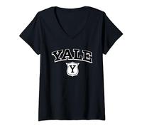 Femme Aperçu du Y Shield de l'Université de Yale T-Shirt avec Col en V