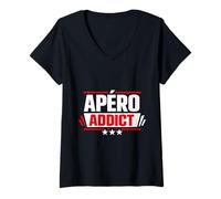 Femme Apéro Addict Humour idée Cadeau T-Shirt avec Col en V
