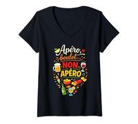 Femme Apero boulot Non apéro Humour Cadeau T-Shirt avec Col en V