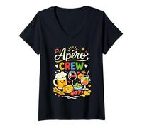 Femme Apéro Crew Humour soirée Entre Amis T-Shirt avec Col en V