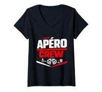 Femme Apéro Crew Humour soirée Entre potes T-Shirt avec Col en V