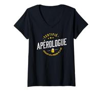 Femme Apérologue certifié, spécialiste en la medecine de la Soif T-Shirt avec Col en V