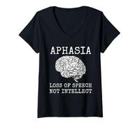 Femme Aphasie Perte de la parole et non Intellect pour Aphasia Warrior T-Shirt avec Col en V