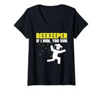 Femme Apiculteur si Je Cours, tu Cours Apiculteur T-Shirt avec Col en V