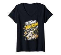 Femme Apiculture Running Abeille T-Shirt avec Col en V