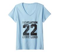 Femme Apocalypse 22 Viens Seigneur T-Shirt avec Col en V