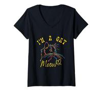 Femme Apocalypse Meow Je suis Un Chat, Nous miaulons Tous Ici Cat Mom T-Shirt avec Col en V