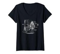 Femme Apollo 11 Command and Service Module Chemise Graphique schématique T-Shirt avec Col en V