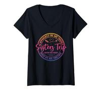 Femme Apparemment, Nous Sommes Trouble Sisters Trip 2026 T-Shirt avec Col en V