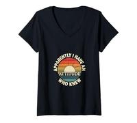 Femme Apparently I Have an Attitude Who Knew Insolent - T-Shirt avec Col en V