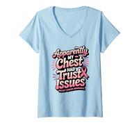 Femme Apparently My Chest Had Trust Issues Breast Cancer Awareness T-Shirt avec Col en V