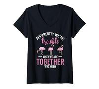 Femme Apparently We’re Trouble Together Funny Friends Gift T-Shirt avec Col en V