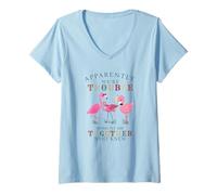 Femme Apparently We're Trouble When We are Together Flamingo T-Shirt avec Col en V