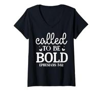 Femme Appel à être Audacieux ÉPHÉSIENS 3:12 T-Shirt avec Col en V
