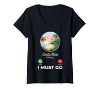 Femme Appel au Costa Rica T-Shirt avec Col en V