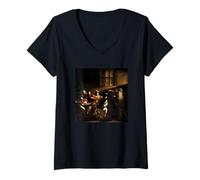 Femme Appel de Saint Matthieu par Caravage (1600) T-Shirt avec Col en V