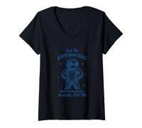 Femme Appelez-Moi Antisocial mais s'il Vous plaît ne m'appelez Pas réellement T-Shirt avec Col en V