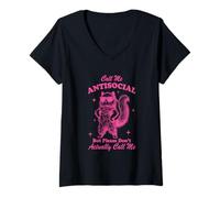 Femme Appelez-Moi Antisocial mais s'il Vous plaît ne m'appelez Pas réellement T-Shirt avec Col en V