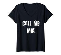 Femme Appelle-moi Mia T-Shirt avec Col en V