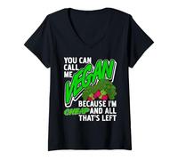 Femme Appelle-Moi Vegan Parce Que Je suis Ce Qui Reste T-Shirt avec Col en V