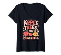 Femme Apple Honey Dip Repeat Rosh Hashanah Yom Kippur Hanukkah T-Shirt avec Col en V