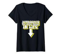 Femme Appreciate The Little Things in Life Arrow Blague Amusante pour Adulte T-Shirt avec Col en V