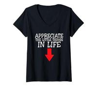 Femme Appreciate The Little Things in Life Arrow Blague Amusante pour Adulte T-Shirt avec Col en V