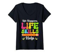 Femme Appréciation de l'éducation spécialisée Life Help Life Skills Profesor T-Shirt avec Col en V
