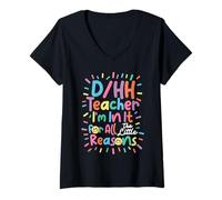Femme Appréciation de l'éducation spécialisée The Little D/HH Teacher T-Shirt avec Col en V