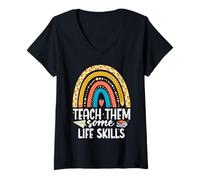 Femme Appréciation des Enseignants de compétences de Vie Enseigner Les compétences de Vie Enseignant T-Shirt avec Col en V