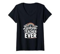 Femme Appréciation du Professeur Le Plus Chanceux T-Shirt avec Col en V
