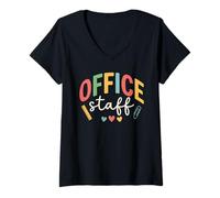 Femme Appréciation du secrétaire Scolaire coloré du Personnel de Bureau T-Shirt avec Col en V