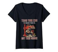 Femme Apprenez à Vos Enfants à Changer Leur Huile et Non Leur Famille de Sexe T-Shirt avec Col en V