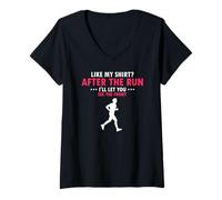 Femme Après la Course Tu Verras Le Devant Coureur Humour T-Shirt avec Col en V